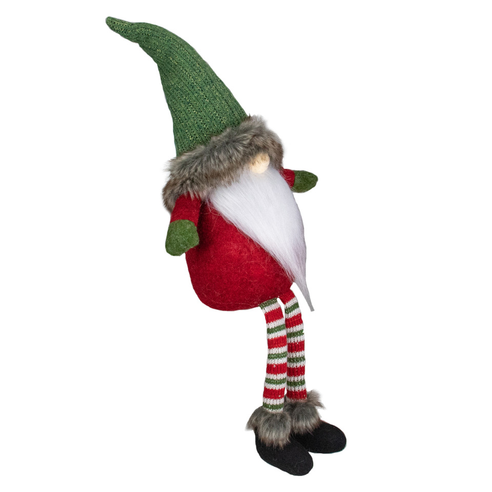 25-Inch Plush Red & Green Sitting Tabletop Gnome Christmas Decoration ...