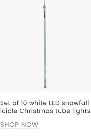 set of 10 white LED snowfall icicle Christmas tube lights