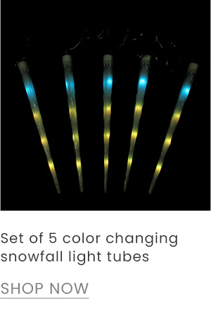 set of 5 color changing snowfall light tubes