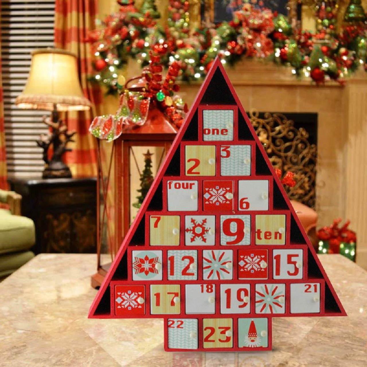 Christmas tree shaped wooden Advent calendar 