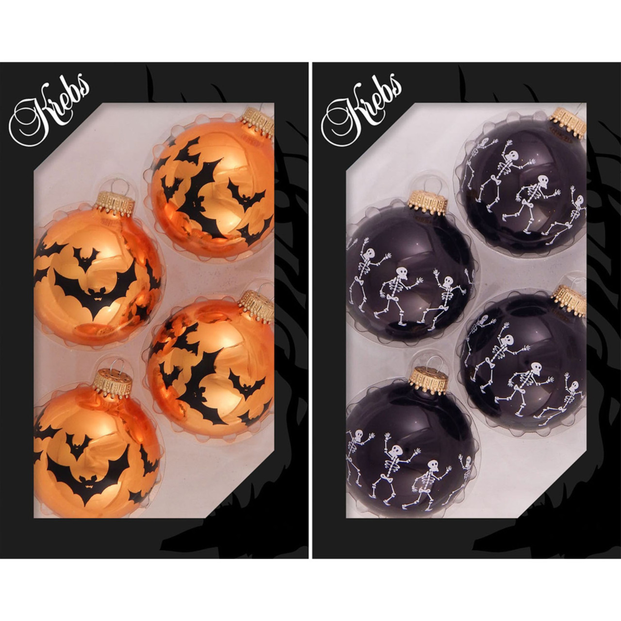bats and skeletons Halloween ball ornaments