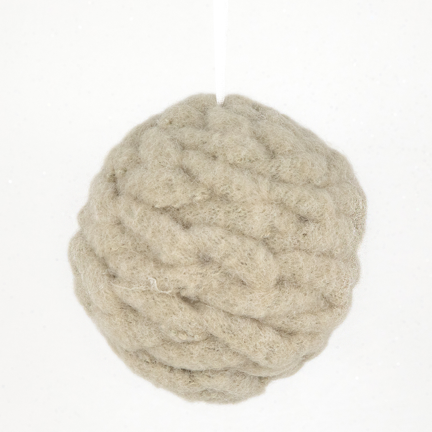 beige woven yarn ball Christmas ornament