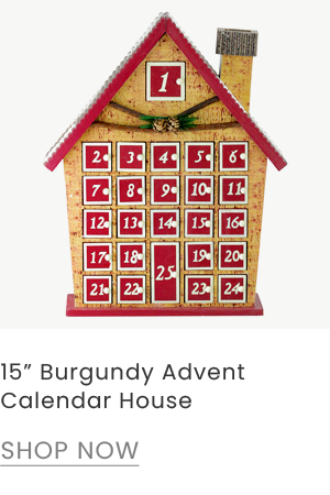 15" Burgundy Advent Calendar House