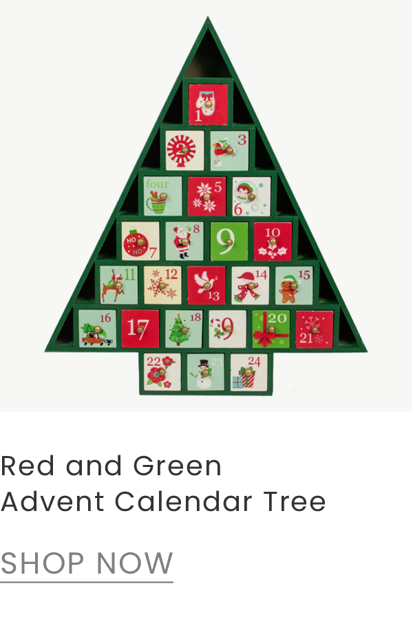 Red and green Christmas tree advent calendar