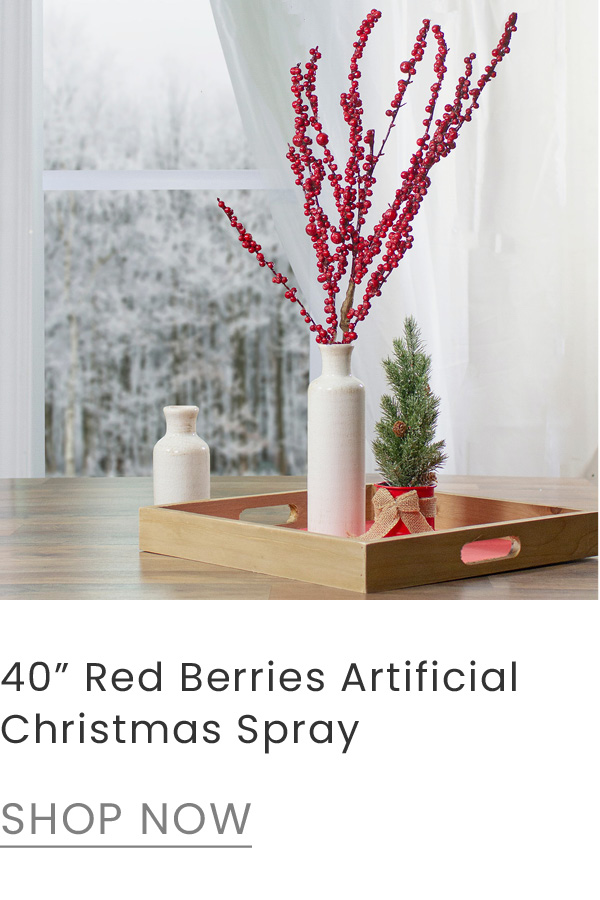 40 inch red berries artificial Christmas twig spray