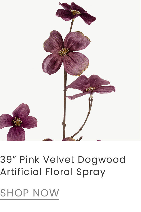 39 inch pink velvet artificial dogwood floral spray