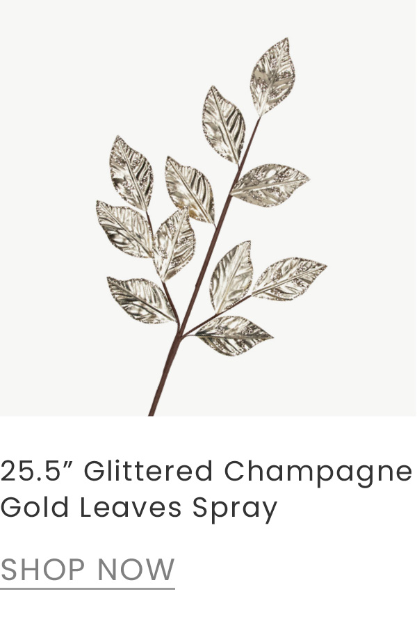 25.5 inch glittered champagne gold leaves Christmas spray