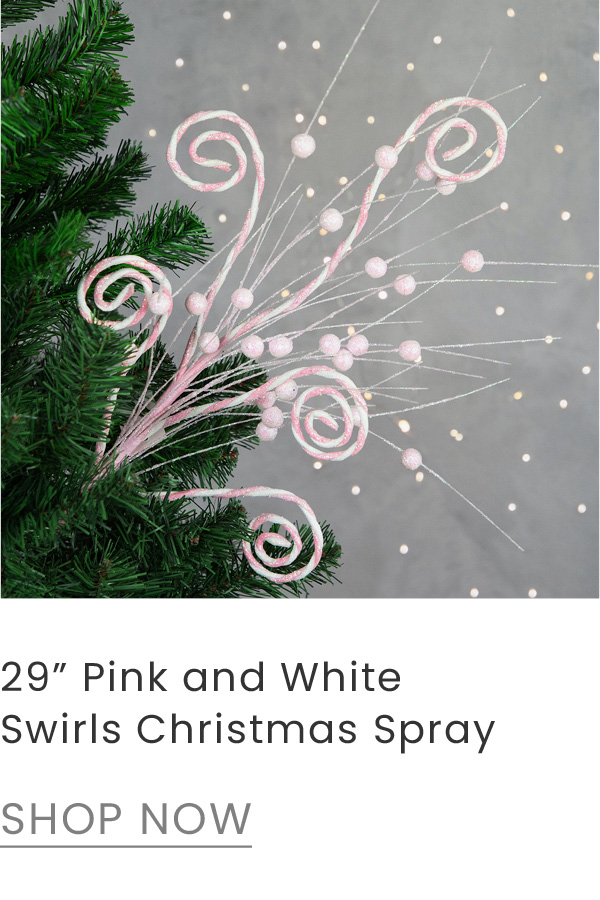 29 inch pink and white candy cane swirls Christmas spray