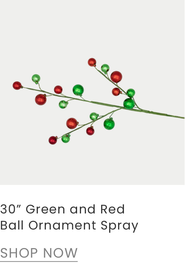 30 inch green and red ball ornament Christmas spray