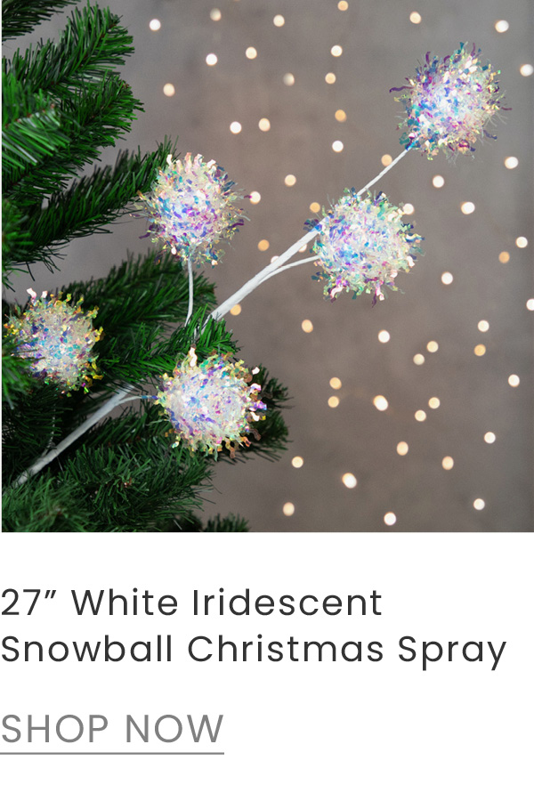 27 inch white iridescent snowball Christmas spray