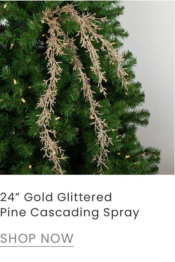 24 inch gold glittered pine cascading Christmas spray