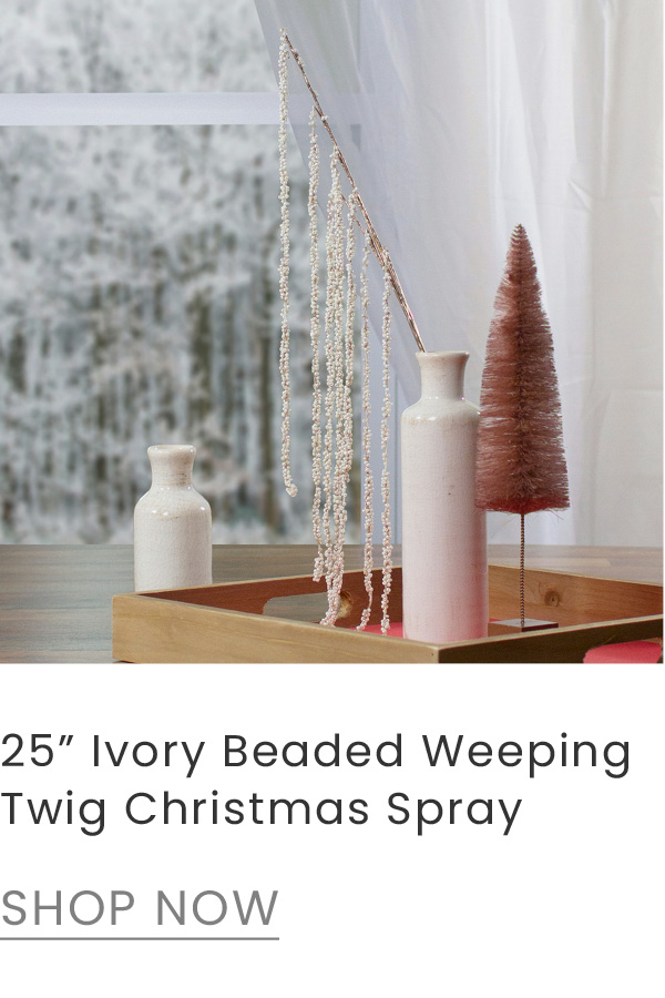 25 inch artificial ivory beaded weeping twig Christmas spray