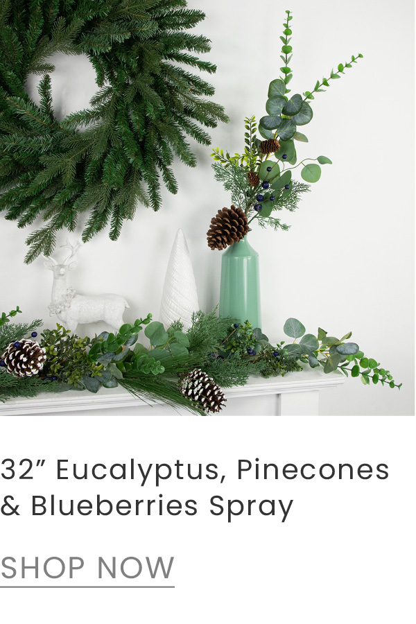 32 inch eucalyptus, pinecones and blueberries artificial pine Christmas spray