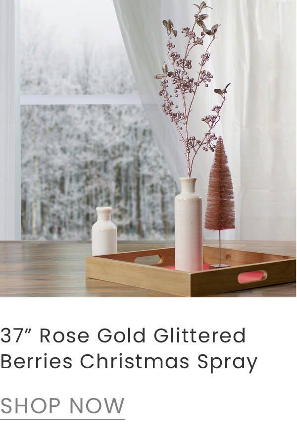 37 inch rose gold glittered berries Christmas spray