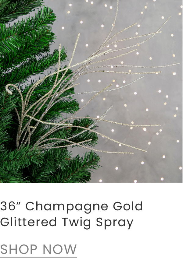 36 inch champagne gold glittered twig Christmas spray