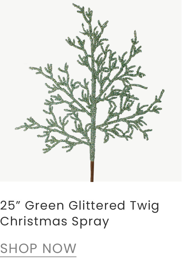 25 inch green glittered twig Christmas spray