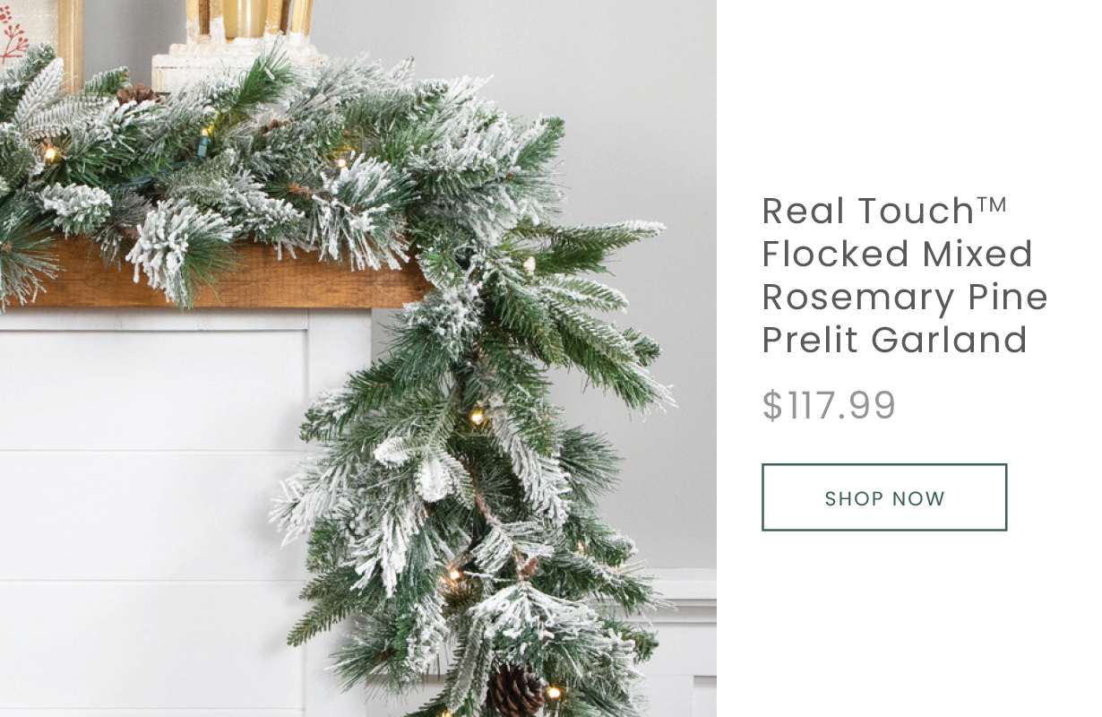 Real Touch flocked mixed rosemary pine prelit garland