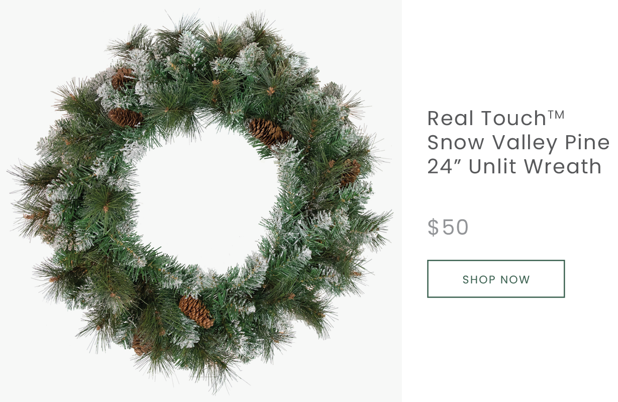 Real Touch Snow Valley Pine 24 inch unlit wreath