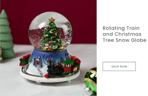 6.25-inch rotating train and Christmas tree musical snow globe