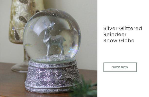 5.5-inch silver glittered reindeer snow globe