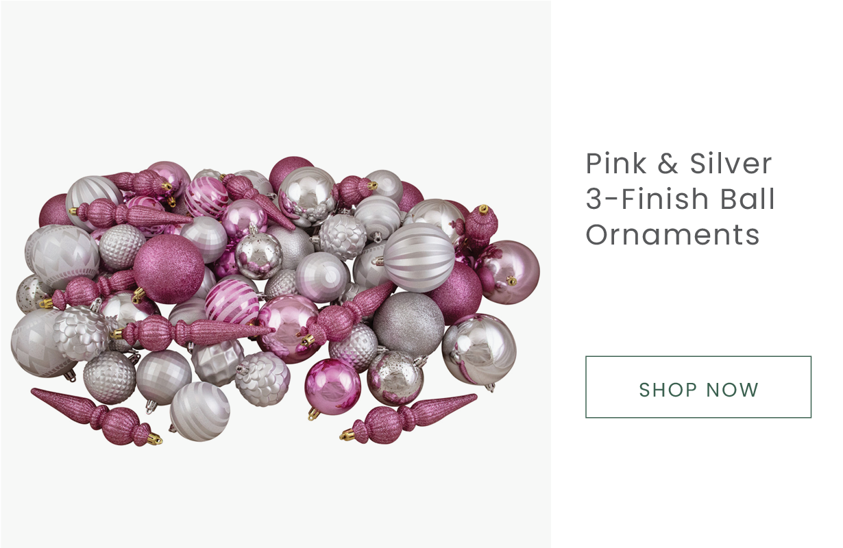 assorted pink and silver shatterproof ornaments