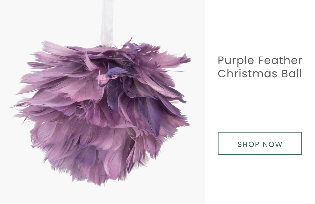 lavender purple feathered Christmas ball ornament