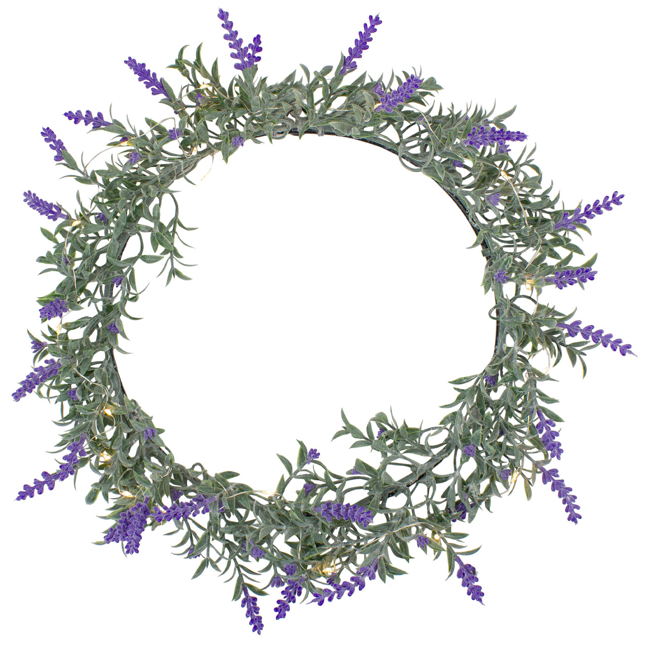 LED Lighted Artificial Lavender Spring Wreath