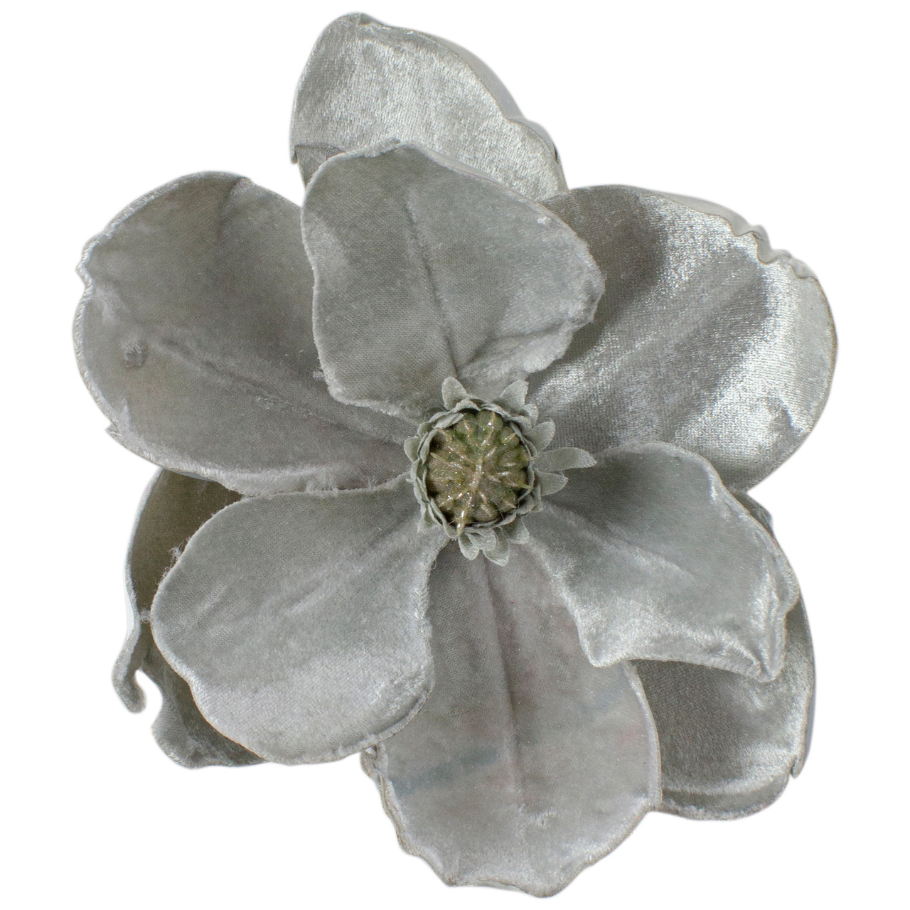 gray artificial magnolia clip on Christmas ornament