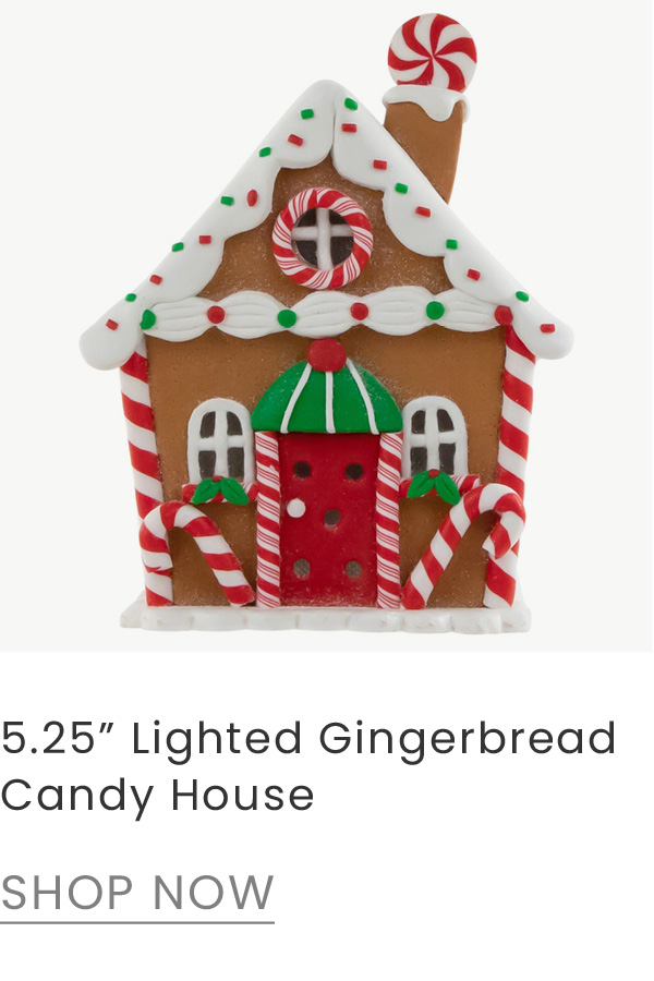 5.25 inch LED lighted gingerbread house with candy cane trim