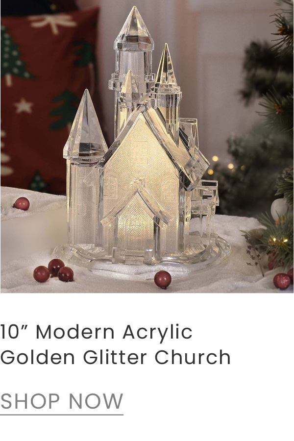 10-inch contemporary wide golden glitter crystal style church