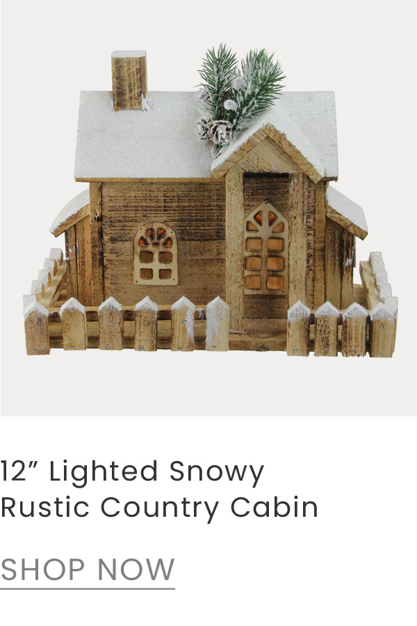 12-inch lighted snowy rustic cabin