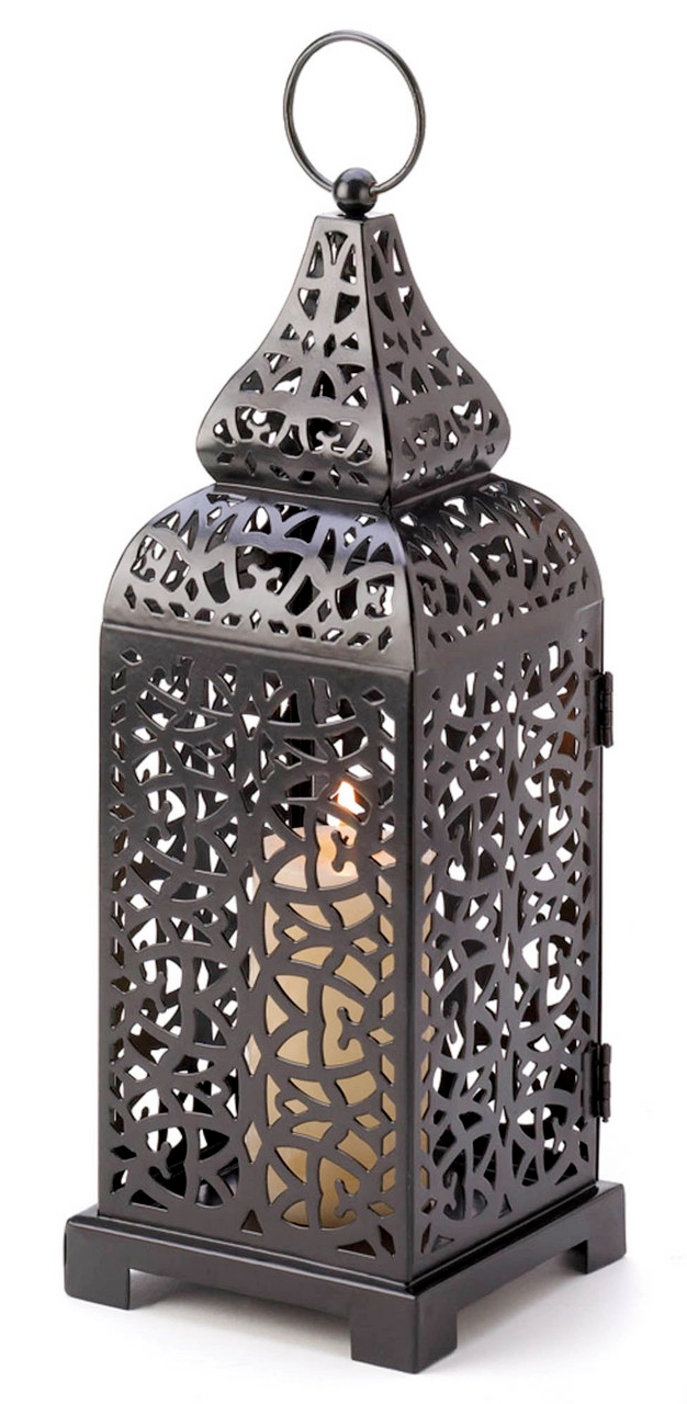 black Moroccan hanging temple tower lantern