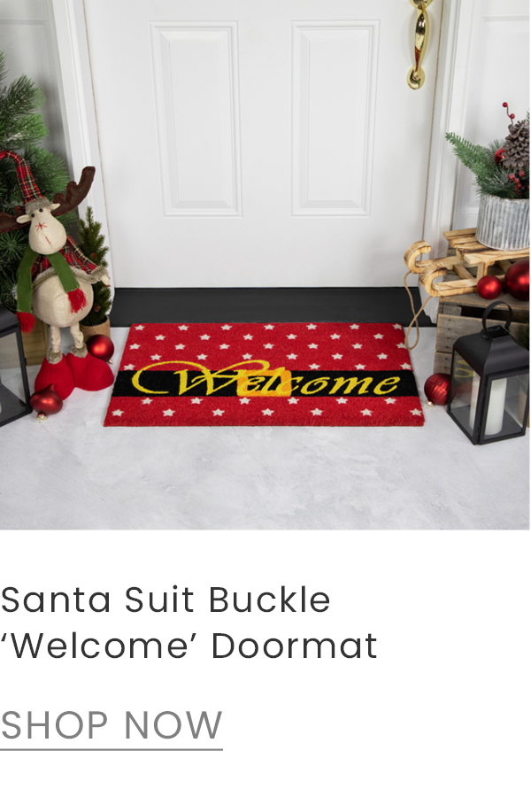 Santa suit belt buckle Welcome Christmas doormat