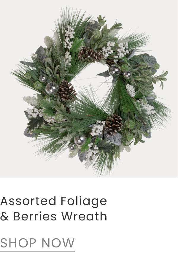 assorted foliage and berries winter wreath