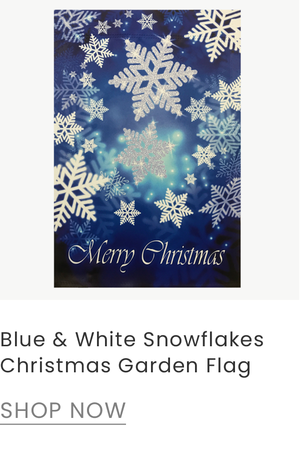 blue and white snowflakes garden flag