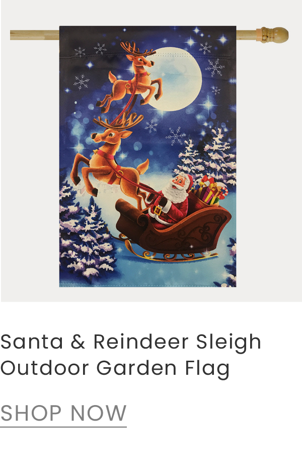Santa, sleigh and reindeer garden flag