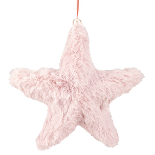 7 inch pink faux fur plush Christmas ornament