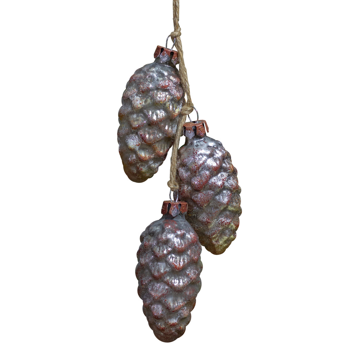 rust and silver glass pinecone ornament