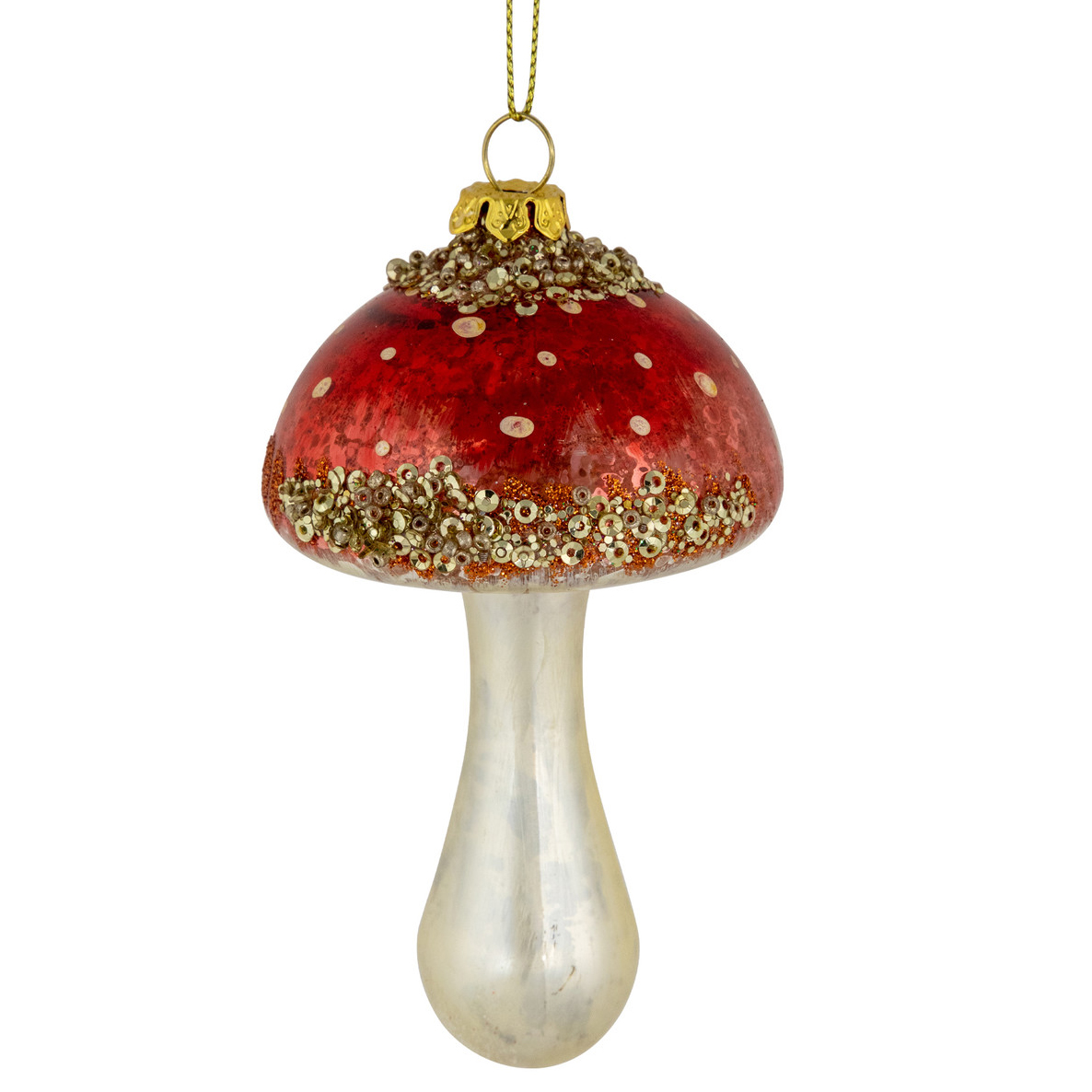 sequined mushroom glass ornament