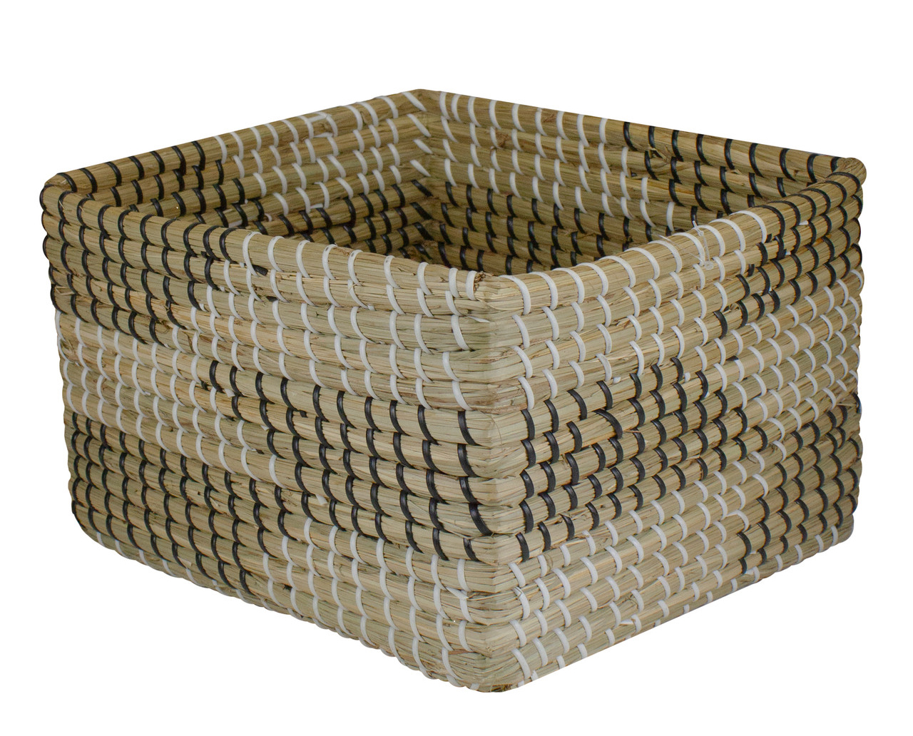 square brown woven seagrass basket