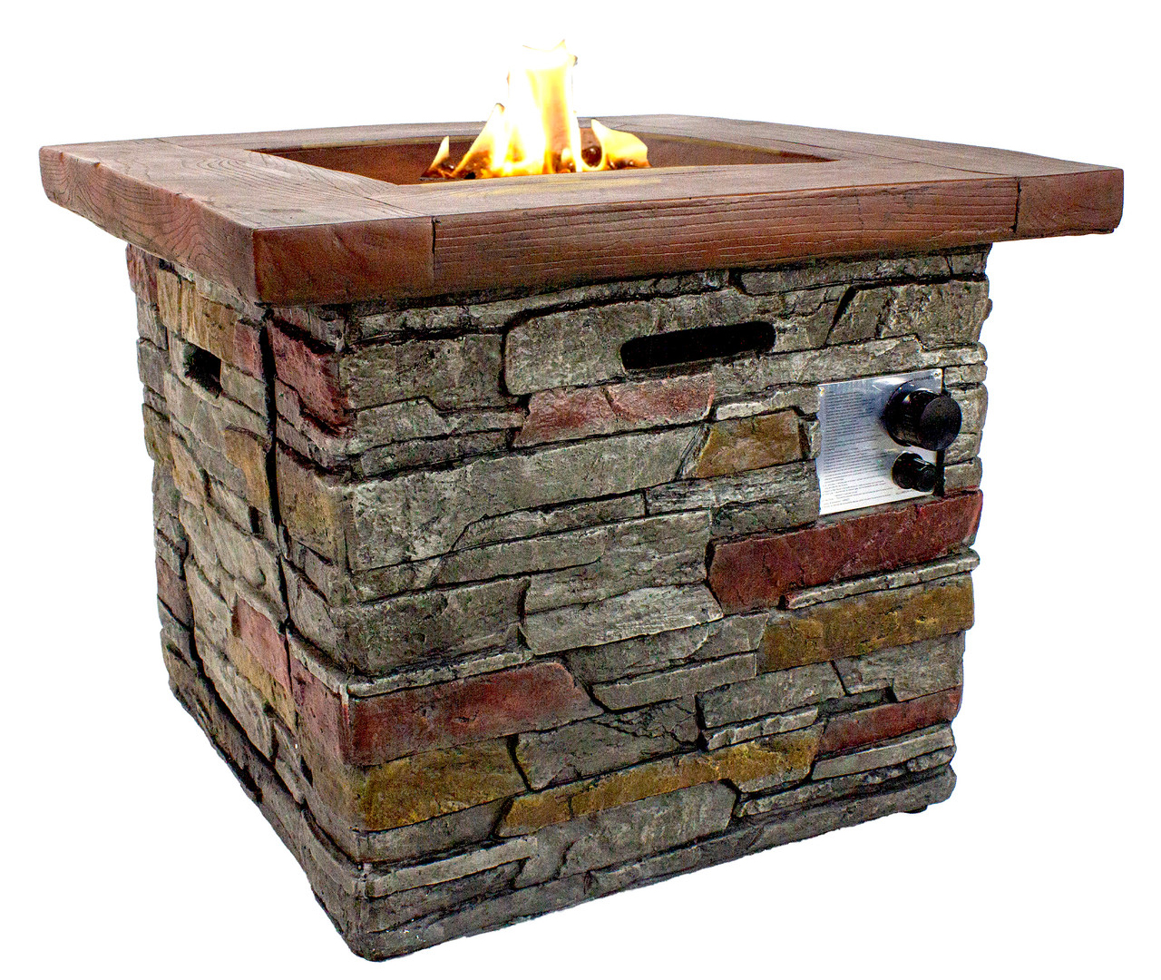 classic stone square gas fire pit