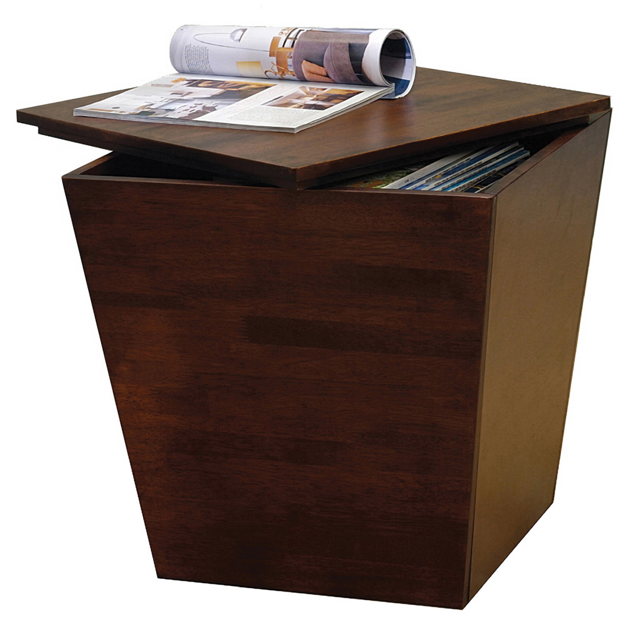 contemporary look walnut wood storage end table