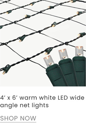 4 foot by 6 foot warm white LED wide angle net Christmas lights