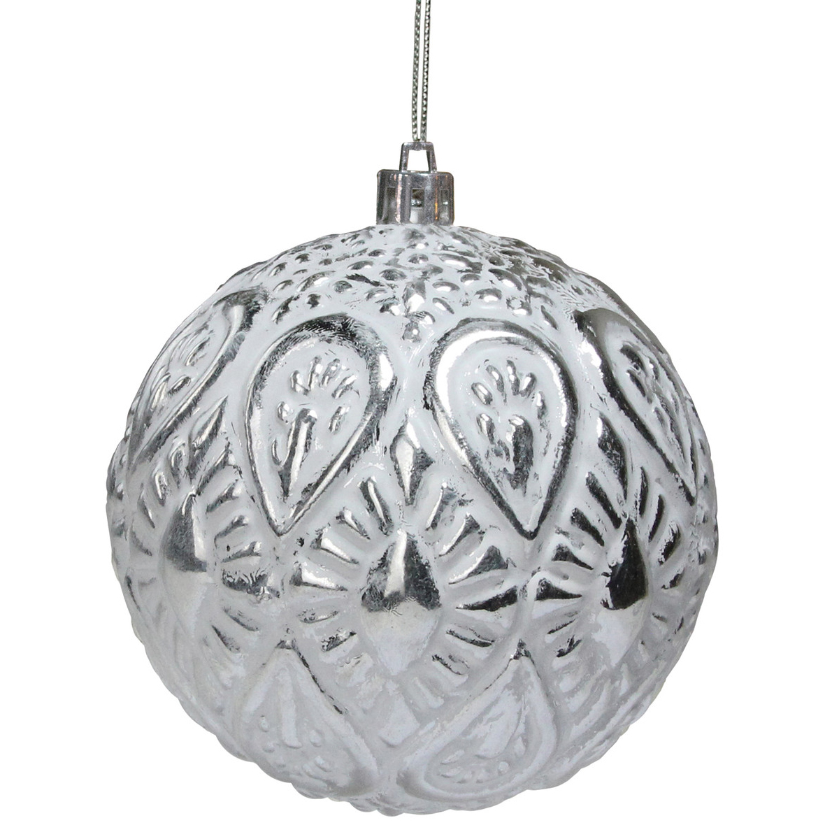 white and silver distressed textured Christmas ball ornament