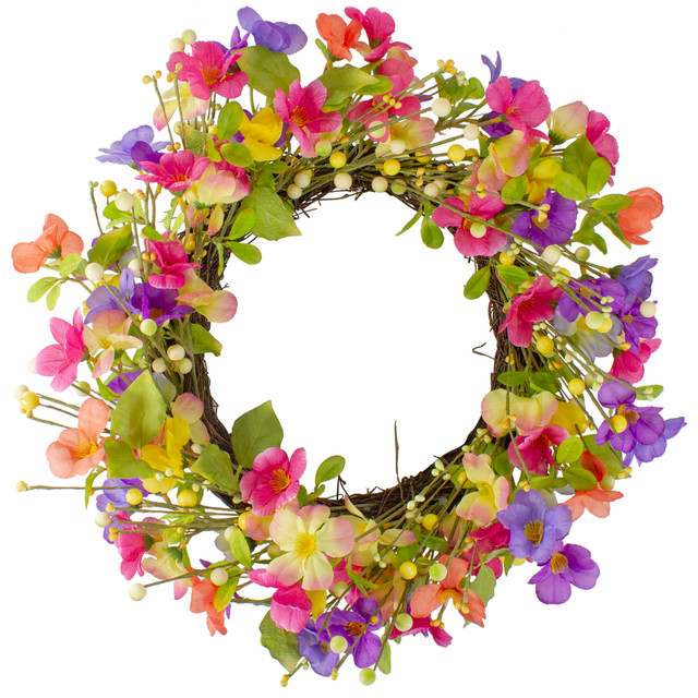 Wild Flowers & Berries Artificial Spring Wreath
