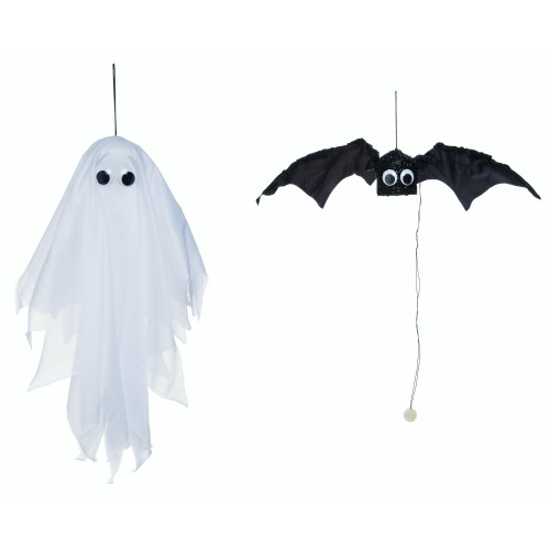 Set of 2 Dancing Ghost & Bat Halloween Hanging Decors 20