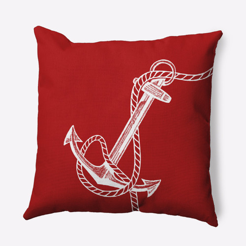 20" Red & White Anchor Throw Pillow Down Alternative Filler