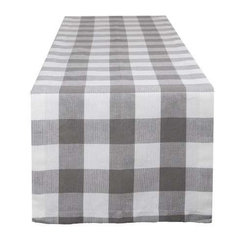 14" x 72" Gray & White Checkered Table Runner Christmas Central