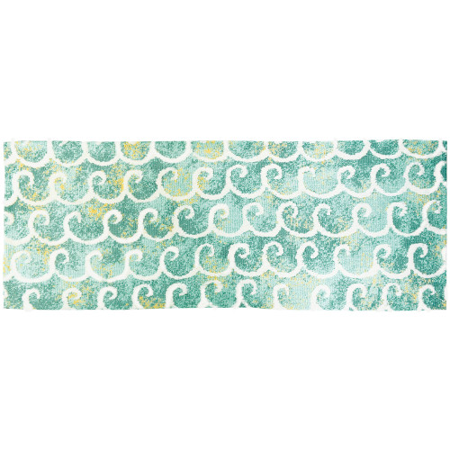 1.75' x 4.5' Dancing Waves Turquoise Blue & White Rectangular Area ...