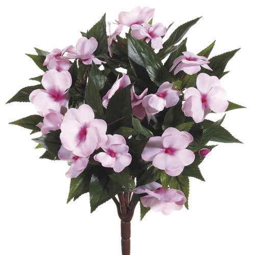 13.5" Pink New Guinea Impatiens Artificial Silk Floral Bouquet Christmas Central